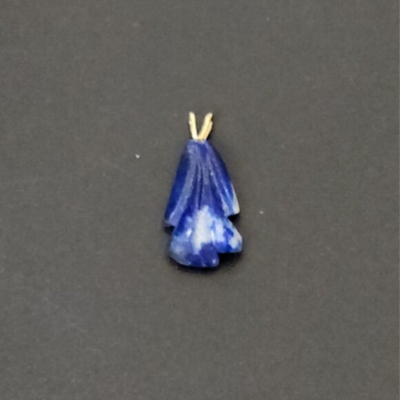 Vintage Natural Lapis Lazuli Pendant Teardrop Shape Charm with Gold 7/8" x  1/2" - Picture 2 of 7